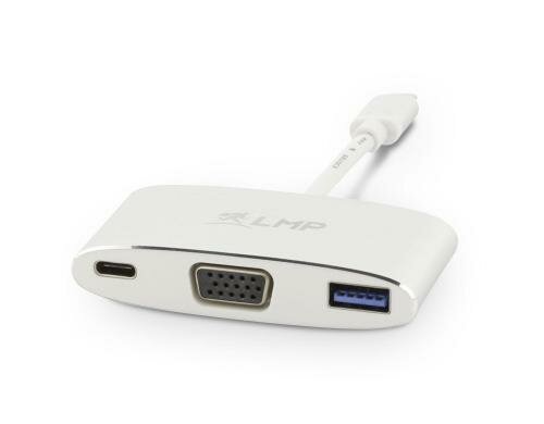 LMP USB-C 3.1 zu VGA&USB3.0 Adapter Aluminium Gehäuse, silber, inkl.USB-C Laden