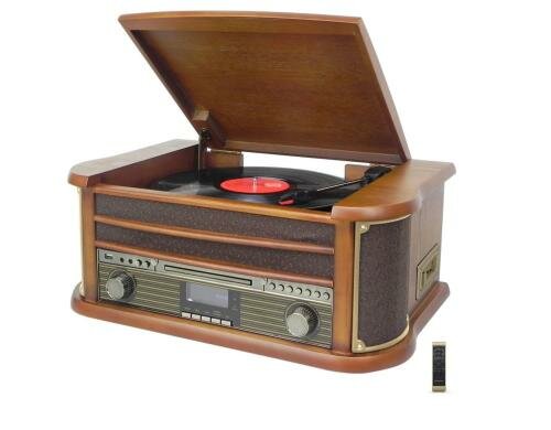 Soundmaster NR545DAB, Retro Plattenspieler Stereo Musikcenter mit Bluetooth