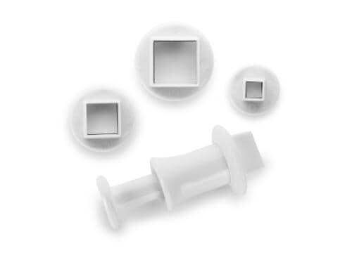 Ibili Fondant Ausstecher Quadrat 3er Set mit Auswerffunktion
