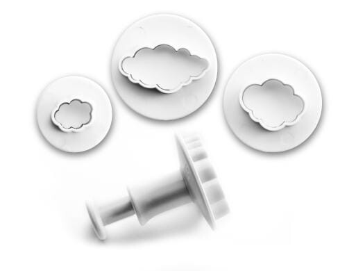 Ibili Fondant Ausstecher Wolke 3er Set mit Auswerffunktion