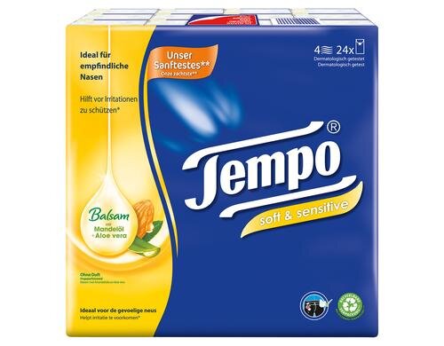 Tempo Taschentücher soft&sensitive 24 x 9 24 Päckchen x 9 Taschentücher