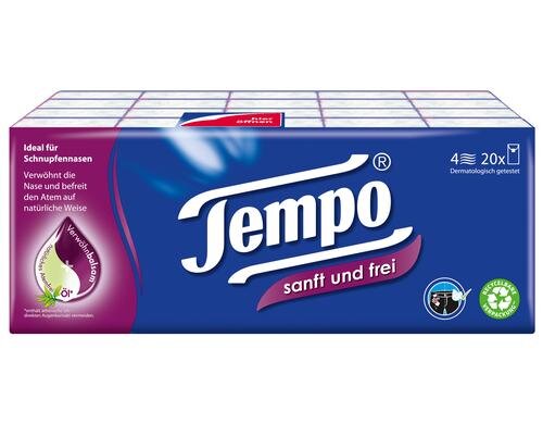 Tempo Taschentücher sanft&frei 20 x 9 20 Päckchen à 9 Taschentücher