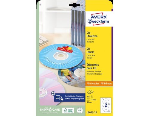 Avery Zweckform CD-Etiketten Classic 117 mm