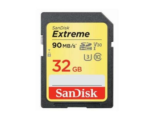 SanDisk SDHC Card 32GB Extreme UHS-I V30 Lesen 90MB/s, Schreiben 40MB/s