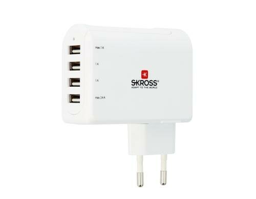 SKROSS Europa USB Charger 4 Port 5V - 4800mA, 100-250V Eingangsspannung