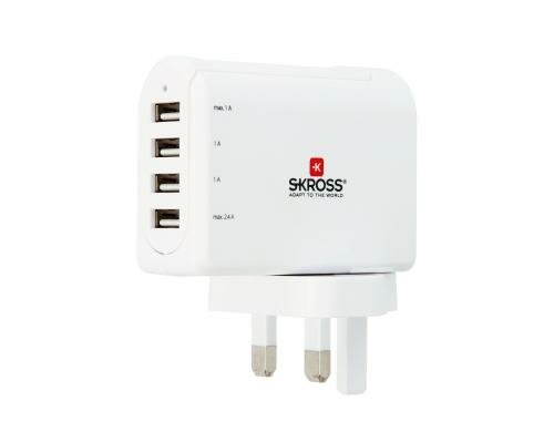 SKROSS England USB Charger 4 Port 5V - 4800mA, 100-250V Eingangsspannung