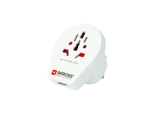 SKROSS Reiseadapter World to UK mit USB Ladegerät