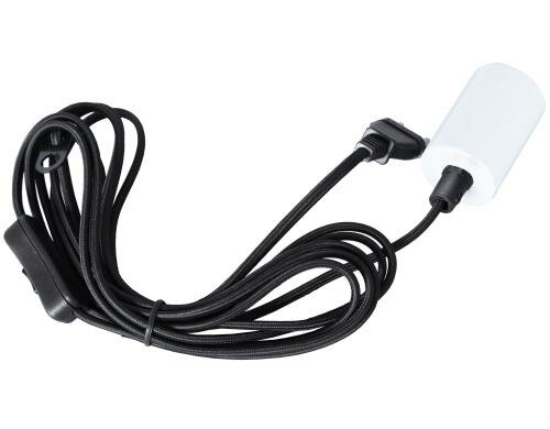Kabelleuchte mit Switch 3.5M E27 Weiss Textilkabel schwarz, Indoor