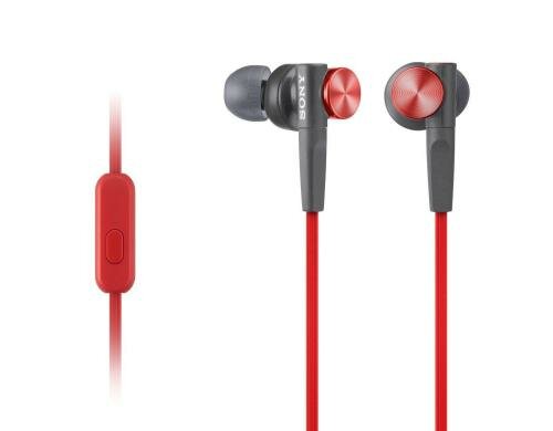 Sony Kopfhörer MDRXB50APR, rot In-Ear, Messinggehäuse, Headsetfunktion