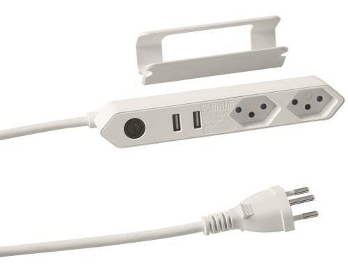 STEFFEN STEBA IQ 2xT13 2xUSB 2.1A 1.5m Td Kabel, Clip-Befestiung, weiss