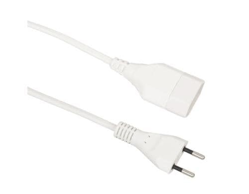 Kunststoff-Verlängerungskabel, 2m, weiss 2-polig, T11/T11, Kupplung angespritzt