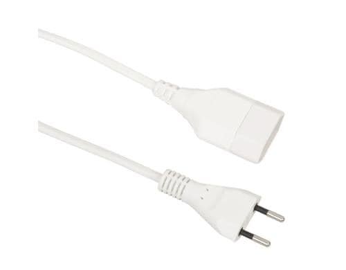 Kunststoff-Verlängerungskabel, 3m, weiss 2-polig, T11/T11, Kupplung angespritzt