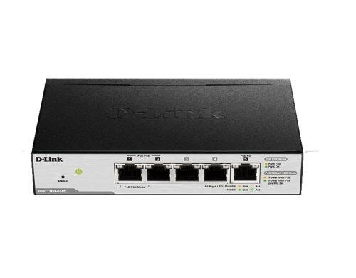 D-Link DGS-1100-05PD: 5Port PoE Switch ... PoE Kapazität, Lüfterlos, PoE Powered