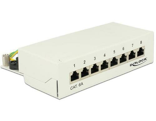 8-Port Desktop Patchpanel Cat.6A grau, 8x RJ-45,  LSA