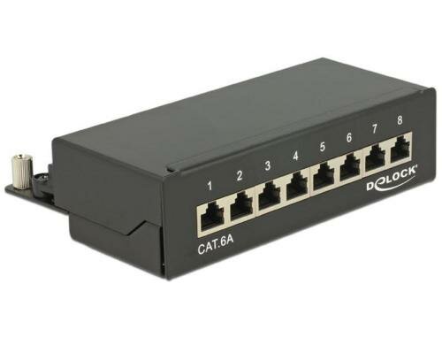 8-Port Desktop Patchpanel Cat.6A schwarz, 8x RJ-45,  LSA