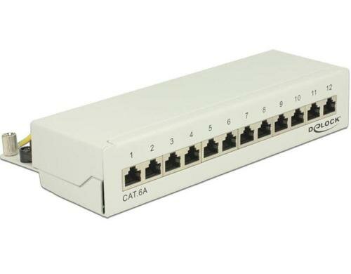 12-Port Desktop Patchpanel Cat.6A grau, 12x RJ-45,  LSA