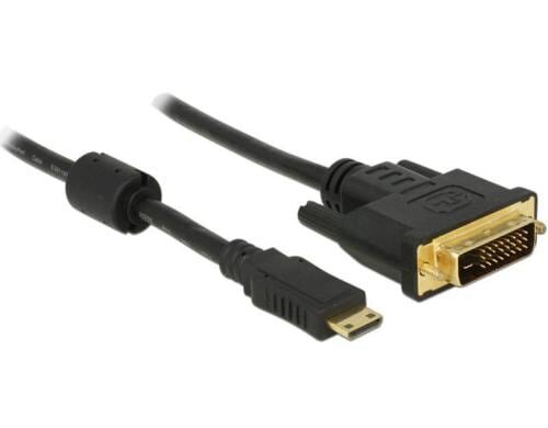 Delock Mini-HDMI zu DVI Kabel 3m HDMI-C - DVI-D (24+1), 3m, Schwarz