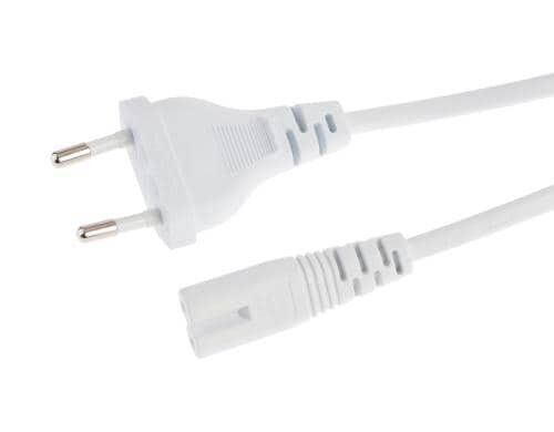 Netzkabel Euro T26 - C7, 2 m weiss T26 gerade, C7 gerade