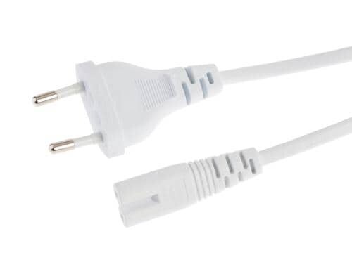 Netzkabel Euro T26 - C7, 5 m weiss T26 gerade, C7 gerade