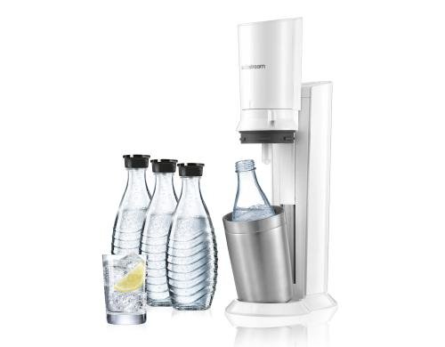 Crystal White & Metal Mega - 60L Zylinder 3 Glaskaraffen 615 ml