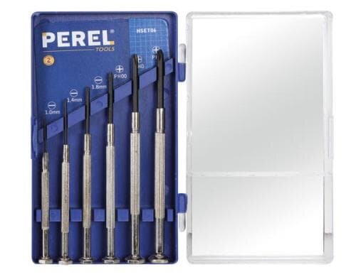 Perel Präzisionsschraubendreher 6-teilig, Schlitz und Kreuzschlitz