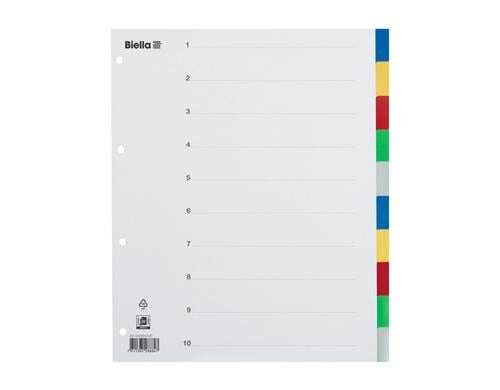 Biella Register überbreit für Zeigebücher 10teilig, 4 Loch, A4 blanko, 1 Stück