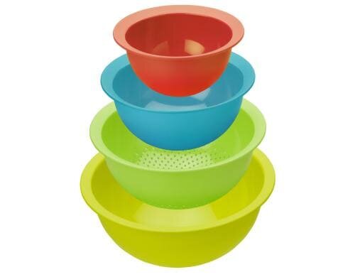 Rotho Schüssel-/Siebset Caruba bunt 4 teilig, 300x300x130 mm