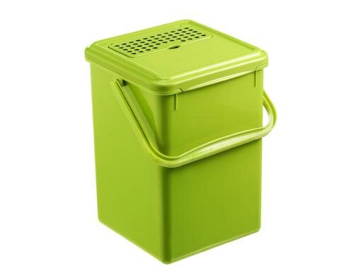 Rotho Komposteimer mit Aktivkohle Bio grün 9 Liter, 230x225x275 mm