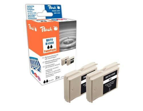 Peach Tinte Brother Twin LC-1000, 970 black 2x22ml 765 Seiten