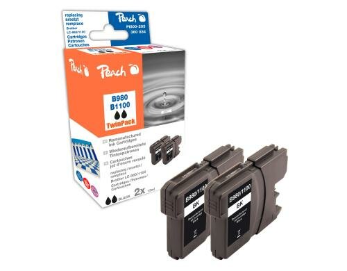 Peach Tinte Brother TwinpcLC-1100/980 black 2x13ml 450 Seiten