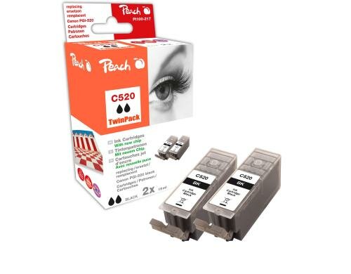 Peach Tinte Canon Twinpack CLI-521XL black 2x19ml 390 Seiten