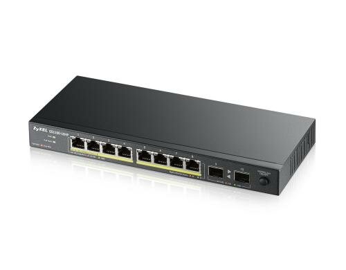 ZyXEL GS1100-10HP: 10Port-PoE+Switch, 1Gbps lüfterlos, 8xPoE+, max. 130 Watt,
