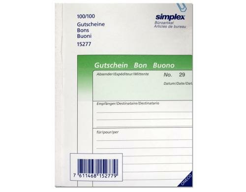 Simplex: Gutscheine dreisprachig A6 Dreisprachig, hellgrün, A6