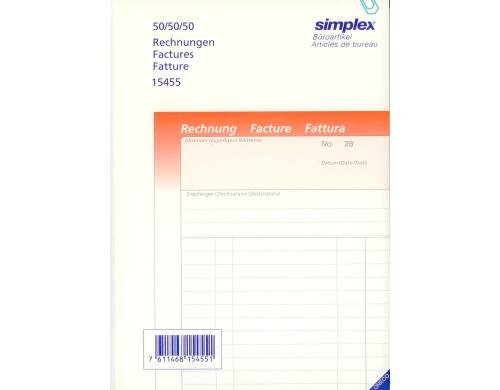 Simplex: Rechnungen dreisprachig A5 Dreisprachig, orange, A5