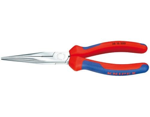 Knipex Flachrundzange mit Schneide 200 mm verchromt mit Mehrkomponenten-Hüllen