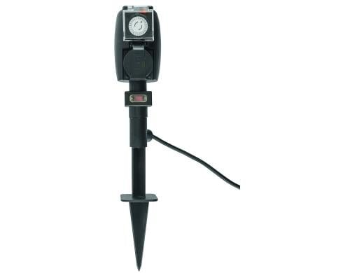GardenLine Steckdosen-Erdpfahl 2xT13, Timer Klappdeckel, Schalter