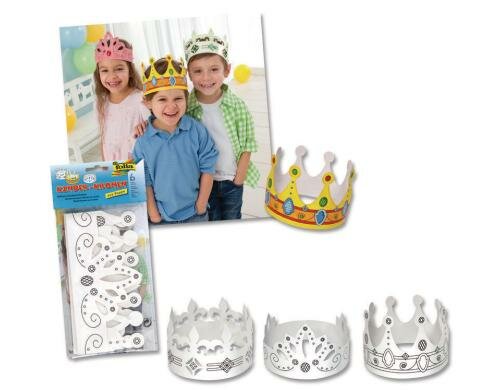 Folia Kinderkronen 6 Stück, zum Ausmalen und Bebasteln