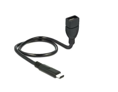 USB2.0-Shape Adapterkabel A-C, 50cm,schwarz Typ-C Stecker - A-Buchse, Biegsam, me