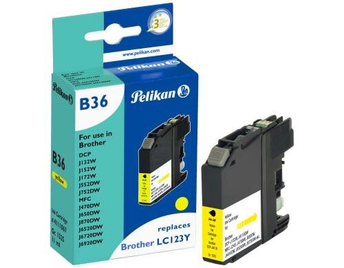 Tinte Pelikan Brother LC-123Y yellow 11ml 784 Seiten