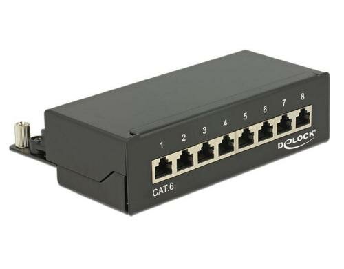 8-Port Desktop Patchpanel Cat.6, geschirmt schwarz, 8x RJ-45,  LSA