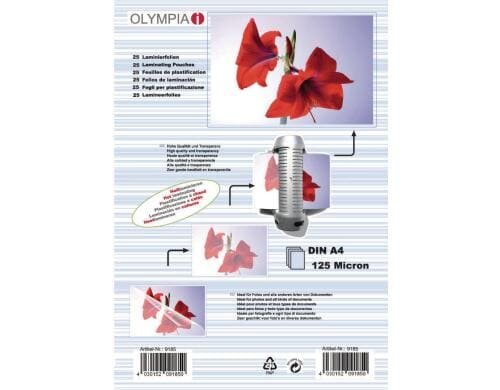 Olympia Laminierfolien DIN A4 125 Micron, Inhalt: 25 Stück