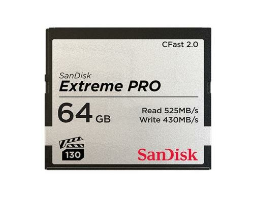 SanDisk CFast Card Extreme Pro 64GB Lesen 525MB/s, Schreiben 430MB/s, VPG130