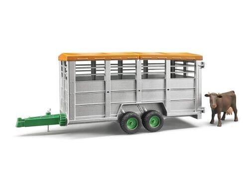 Bruder Spielwaren Viehanhänger&1 Kuh Viehtransportanhänger inkl. 1 Kuh