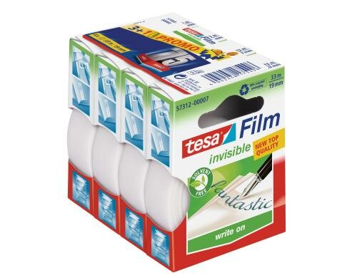 Tesa Klebeband Tesafilm invisible 33m x 19mm, 3+1 Rollen