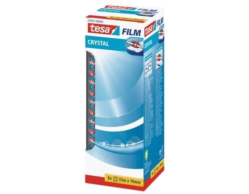 Tesa Klebeband Tesafilm crystal 33m x 19mm, 7+1 Rollen