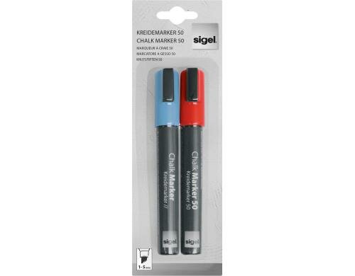 Sigel Kreidemarker 50 blau + rot Keilspitze 1-5mm