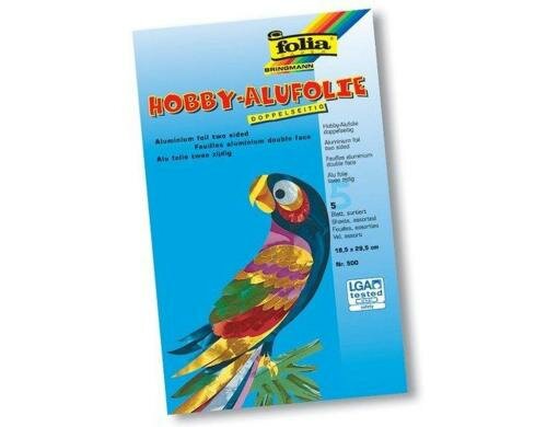 Folia Alu-Bastelfolie farbig sortiert 5 Bogen, 18.5 x 29.5 cm
