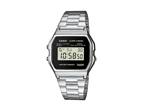 Casio A158WEA-1EF Edelstahlarmband, Beleuchtbares Display