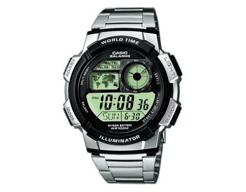 Casio AE-1000WD-1AVEF Edelstahlarmband, Weltzeit, LED