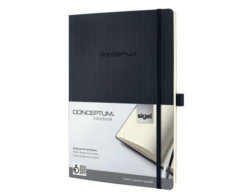 Sigel Conceptum Notizbuch Softcover A4+ 194 Blatt kariert, schwarz